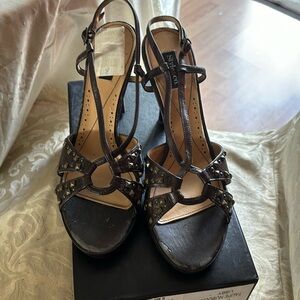 Style and co sling back open toe brown heels